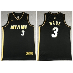 Miami Heat 3 Dwyane Wade Black Gold 2021 Swingman Jersey