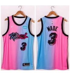 Miami Heat 3 Dwyane Wade Blue Pink 2021 City Edition Swingman Jersey