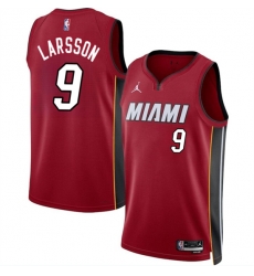 Miami Heat 9 Pelle Larsson Red 2024 Draft Statement Edition Stitched Basketball Jersey