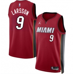 Miami Heat 9 Pelle Larsson Red 2024 Draft Statement Edition Stitched Basketball Jersey