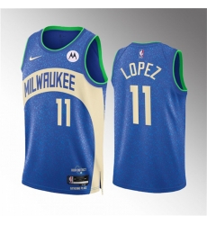 Milwaukee Bucks 11 Brook Lopez 2023-24 Blue City Edition Stitched Basketball Jersey Milwaukee Bucks 11 Brook Lopez 2023-24 Blue City Edition Stitched Basketball Jersey