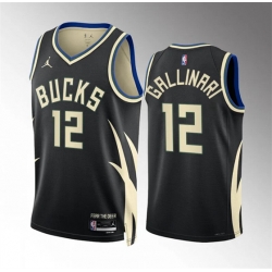 Milwaukee Bucks 12 Danilo Gallinari Black Statement Edition Stitched Basketball Jersey