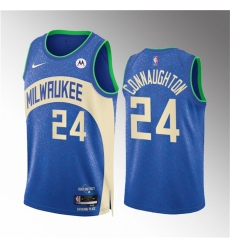 Milwaukee Bucks 24 Pat Connaughton 2023-24 Blue City Edition Stitched Basketball Jersey