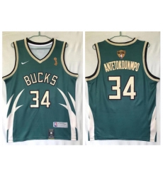 Milwaukee Bucks 34 Giannis Antetokounmpo Green 2021 Earned Edition NBA Finals Champions Swingman Jersey