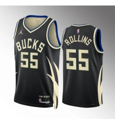 Milwaukee Bucks 55 Ryan Rollins Black Statement Edition Stitched Basketball Jersey