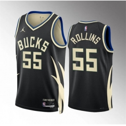 Milwaukee Bucks 55 Ryan Rollins Black Statement Edition Stitched Basketball Jersey