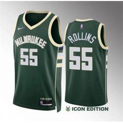 Milwaukee Bucks 55 Ryan Rollins Green Icon Edition Stitched Basketball Jersey