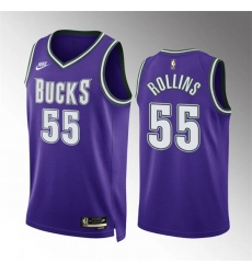 Milwaukee Bucks 55 Ryan Rollins Purple Classic Edition Stitched Basketball Jersey