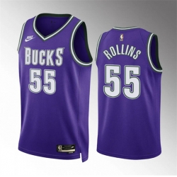 Milwaukee Bucks 55 Ryan Rollins Purple Classic Edition Stitched Basketball Jersey
