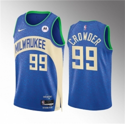 Milwaukee Bucks 99 Jae Crowder 2023-24 Blue City Edition Stitched Basketball Jersey