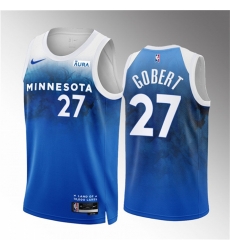 Minnesota Timberwolves 27 Rudy Gobert Blue 2023-24 City Edition Stitched Jersey