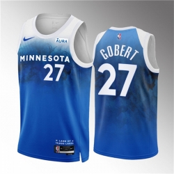 Minnesota Timberwolves 27 Rudy Gobert Blue 2023-24 City Edition Stitched Jersey