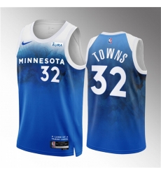Minnesota Timberwolves 32 Karl Anthony Towns Blue 2023-24 City Edition Stitched Jersey