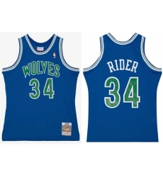 Minnesota Timberwolves 34 Isaiah Rider Jr Blue 1993-94 Throwback Swingman Stitched Jersey
