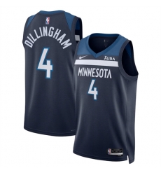 Minnesota Timberwolves 4 Rob Dillingham 2024 Draft Icon Edition Navy 75th Anniversary Swingman Stitched Jersey