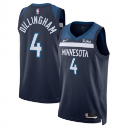 Minnesota Timberwolves 4 Rob Dillingham 2024 Draft Icon Edition Navy 75th Anniversary Swingman Stitched Jersey
