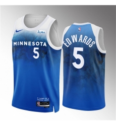 Minnesota Timberwolves 5 Anthony Edwards Blue 2023-24 City Edition Stitched Jersey