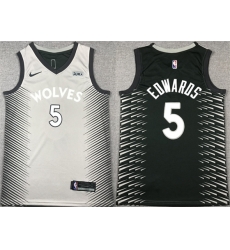 Minnesota Timberwolves 5 Anthony Edwards Grey Black Stitched Jersey