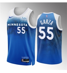 Minnesota Timberwolves 55 Luka Garza Blue 2023-24 City Edition Stitched Jersey