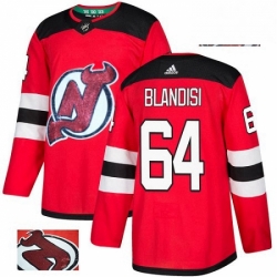 New Jersey Devils 64 Joseph Blandisi Red Fashion Gold NHL Jersey