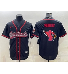 Arizona Cardinals 1 Kyler Murray Black Team Big Logo With Patch Cool Base Stitched Baseball Jersey