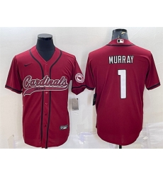 Arizona Cardinals 1 Kyler Murray Red With Patch Cool Base Stitched Baseball Jersey