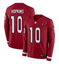 Arizona Cardinals 10 DeAndre Hopkins Red Team Color Stitched NFL Limited Therma Long Sleeve Jersey