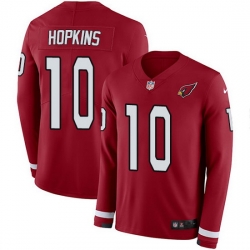 Arizona Cardinals 10 DeAndre Hopkins Red Team Color Stitched NFL Limited Therma Long Sleeve Jersey