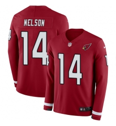 Arizona Cardinals 14 J J Nelson Red Team Color Stitched NFL Limited Therma Long Sleeve Jersey