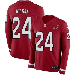 Arizona Cardinals 24 Adrian Wilson Red Team Color Stitched NFL Limited Therma Long Sleeve Jersey