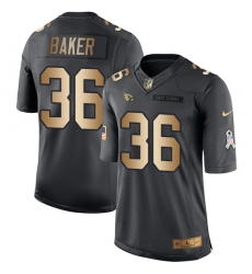Arizona Cardinals 36 Budda Baker Black Stitched NFL Limited Gold Salute To Service Jersey Arizona Cardinals 36 Budda Baker Black Stitched NFL Limited Gold Salute To Service Jersey