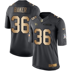 Arizona Cardinals 36 Budda Baker Black Stitched NFL Limited Gold Salute To Service Jersey