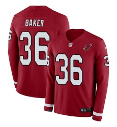Arizona Cardinals 36 Budda Baker Red Team Color Stitched NFL Limited Therma Long Sleeve Jersey Arizona Cardinals 36 Budda Baker Red Team Color Stitched NFL Limited Therma Long Sleeve Jersey