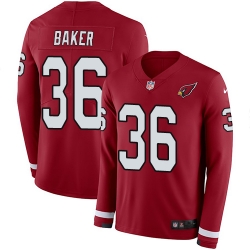 Arizona Cardinals 36 Budda Baker Red Team Color Stitched NFL Limited Therma Long Sleeve Jersey
