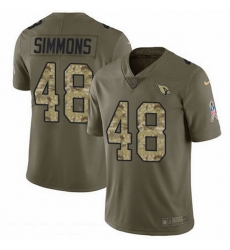 Arizona Cardinals 48 Isaiah Simmons Olive Camo Stitched NFL Limited 2017 Salute To Service Jersey