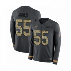 Arizona Cardinals 55 Chandler Jones Limited Black Salute To Service Therma Long Sleeve NFL Jersey