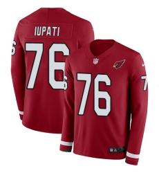 Arizona Cardinals 76 Mike Iupati Red Team Color Stitched NFL Limited Therma Long Sleeve Jersey