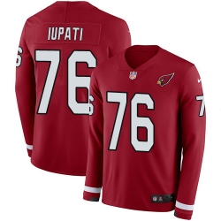Arizona Cardinals 76 Mike Iupati Red Team Color Stitched NFL Limited Therma Long Sleeve Jersey