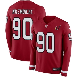 Arizona Cardinals 90 Robert Nkemdiche Red Team Color Stitched NFL Limited Therma Long Sleeve Jersey