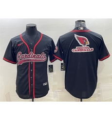 Arizona Cardinals Black Team Big Logo With Patch Cool Base Stitched Baseball Jersey
