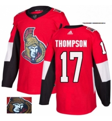 Ottawa Senators 17 Nate Thompson Red Fashion Gold NHL jersey