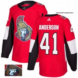 Ottawa Senators 41 Craig Anderson Red Fashion Gold NHL jersey