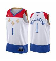 New Orleans Pelicans 1 Zion Williamson White NBA Swingman 2020 21 City Edition Jersey