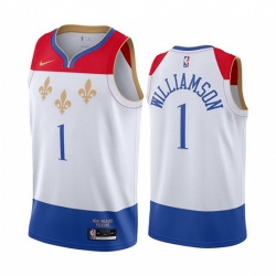 New Orleans Pelicans 1 Zion Williamson White NBA Swingman 2020 21 City Edition Jersey