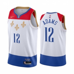 New Orleans Pelicans 12 Steven Adams White NBA Swingman 2020 21 City Edition Jersey