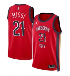 New Orleans Pelicans 21 Yves Missi Red 2024 Draft Statement Edition Stitched Basketball Jersey