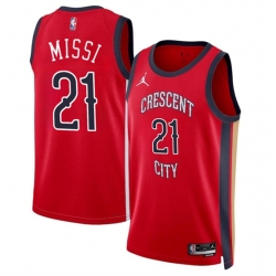 New Orleans Pelicans 21 Yves Missi Red 2024 Draft Statement Edition Stitched Basketball Jersey