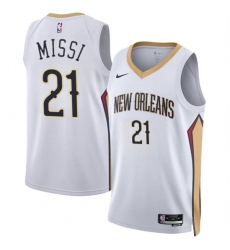 New Orleans Pelicans 21 Yves Missi White 2024 Draft Association Edition Stitched Basketball Jersey New Orleans Pelicans 21 Yves Missi White 2024 Draft Association Edition Stitched Basketball Jersey