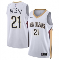 New Orleans Pelicans 21 Yves Missi White 2024 Draft Association Edition Stitched Basketball Jersey