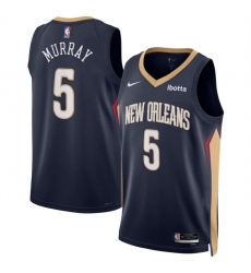 New Orleans Pelicans 5 Dejounte Murray Navy Icon Edition Stitched Basketball Jersey